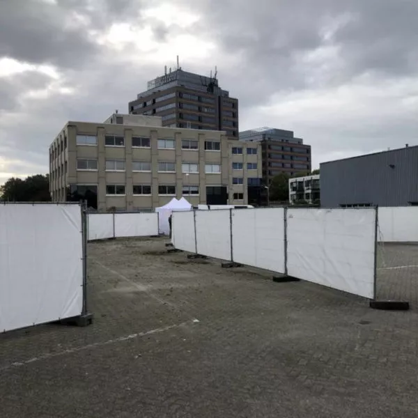 Bouwhek met zeil wit